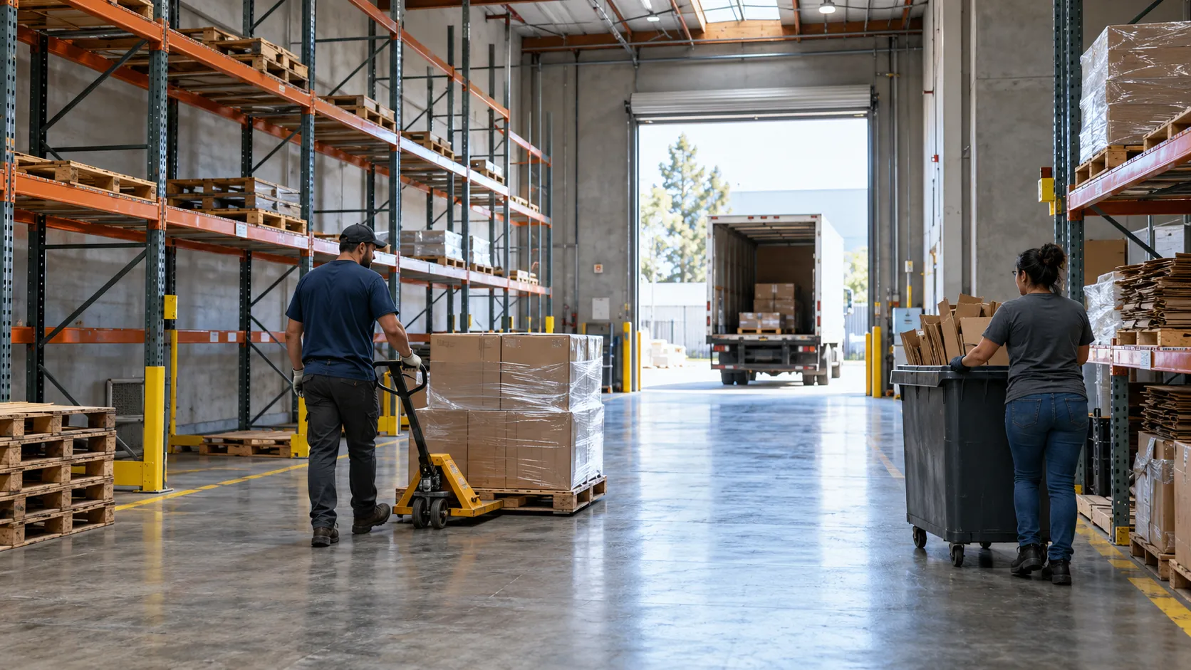 Warehouse cleanout with a clear loading lane